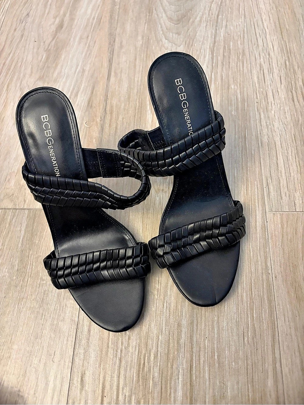 BCBGeneration Finaa Braided Block Heel Sandals Black